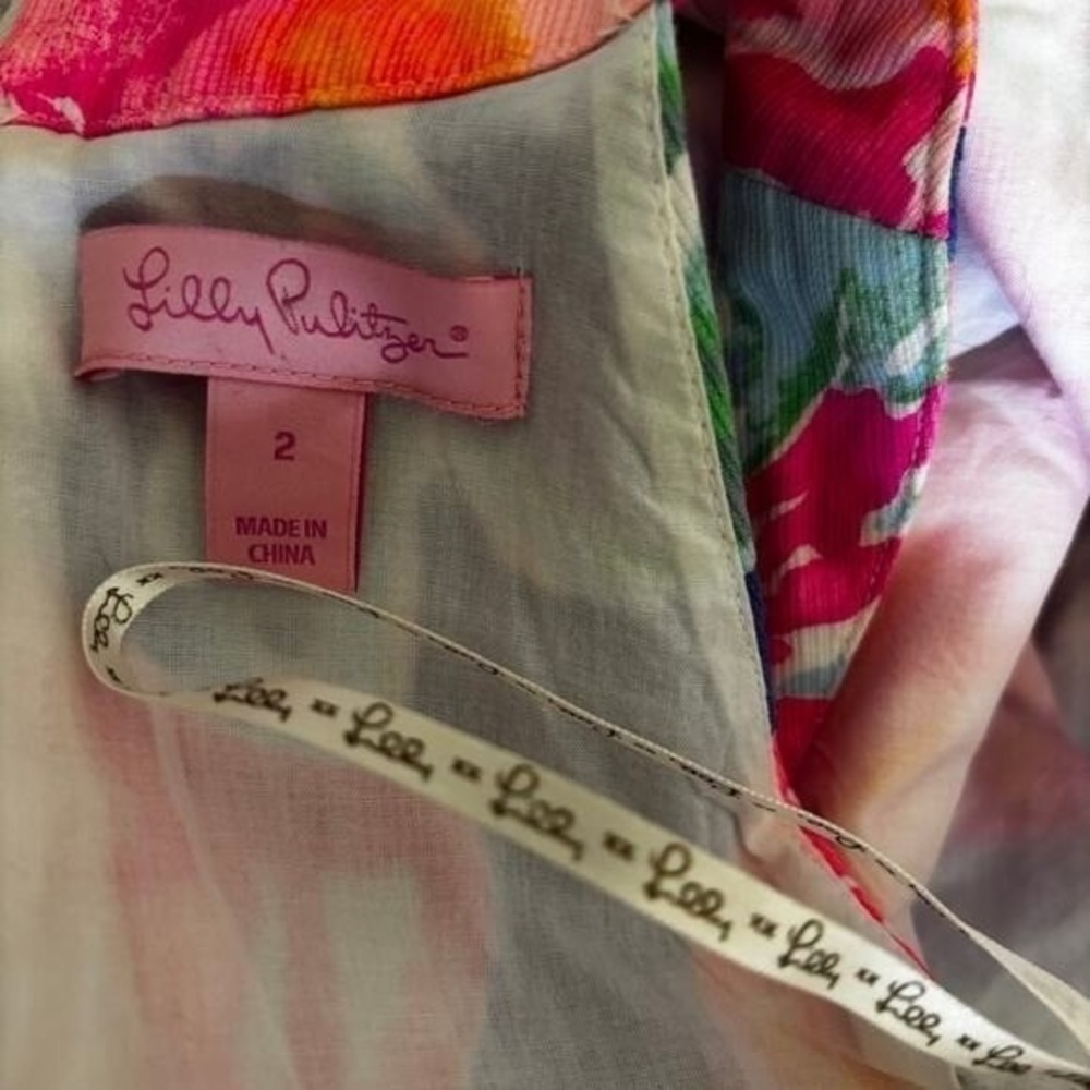 Lilly Pulitzer Ashlyn Shift Dress Sz 2 Floral Sleeveless Pink - Picture 7 of 7